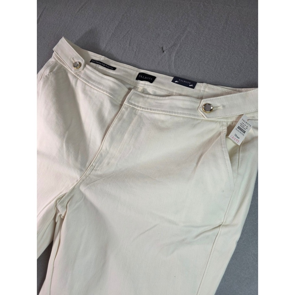 Talbots Flare Leg High Waist Jeans Ivory White Denim Plus Petite 18WP NEW